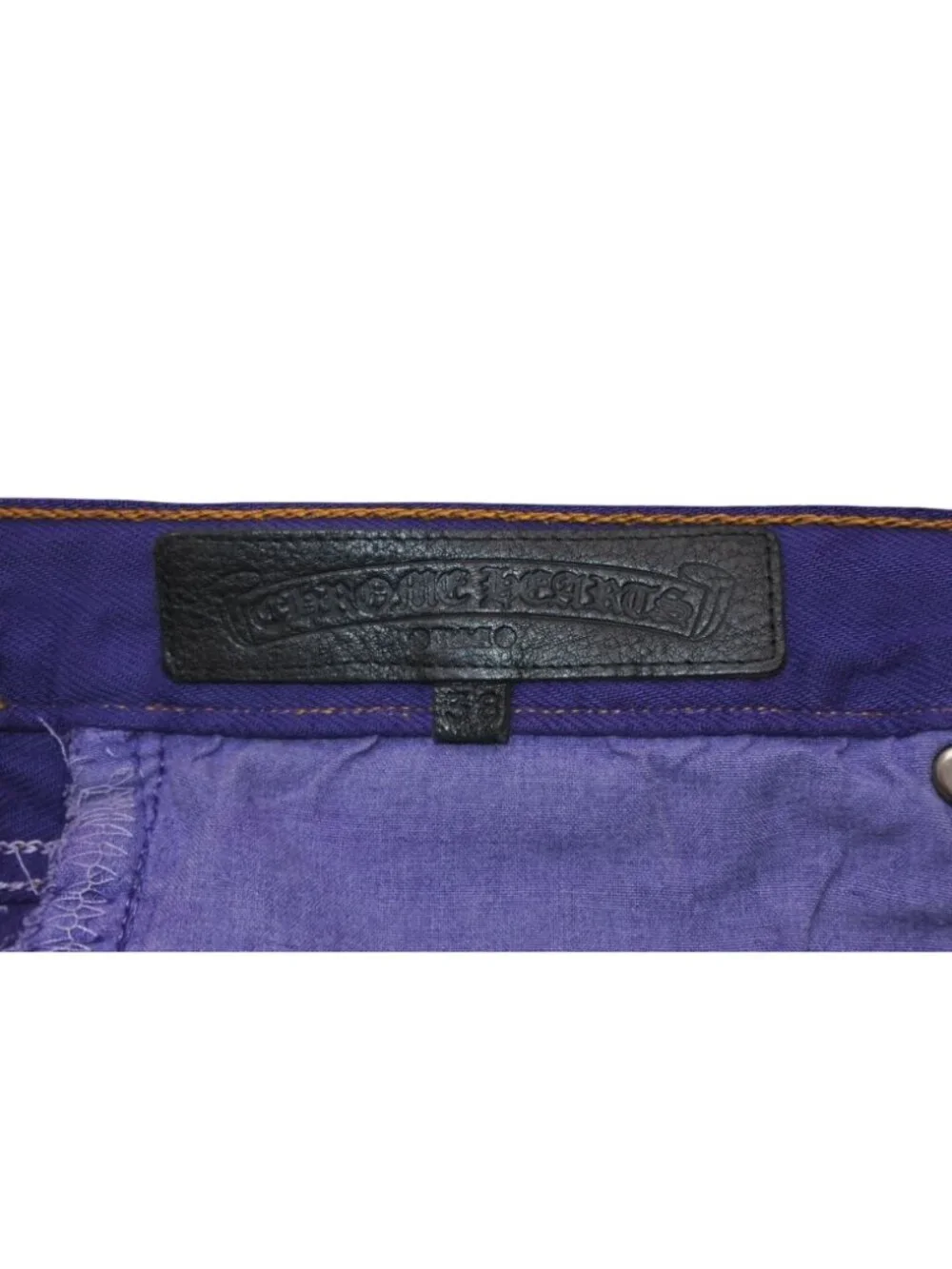 Chrome Hearts Levi's Denim Pants Crossball Purple Cotton 925 Sterling Silver 38
